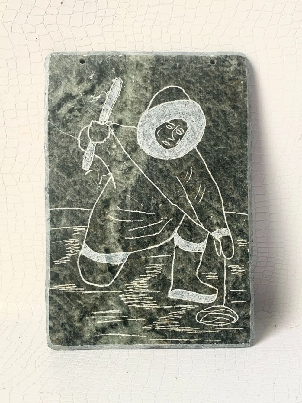 Inuit Art Soapstone Wall Vintage Plaque Signed DIMU - Picture 2 of 5